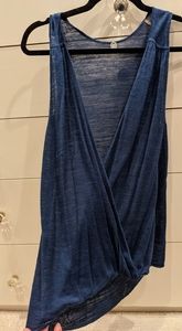 Margaret O'Leary crossover navy linen sleeveless